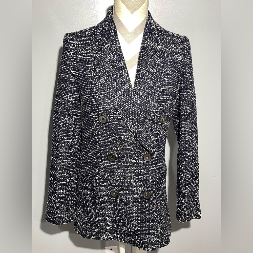 Express Navy and White Tweed Blazer